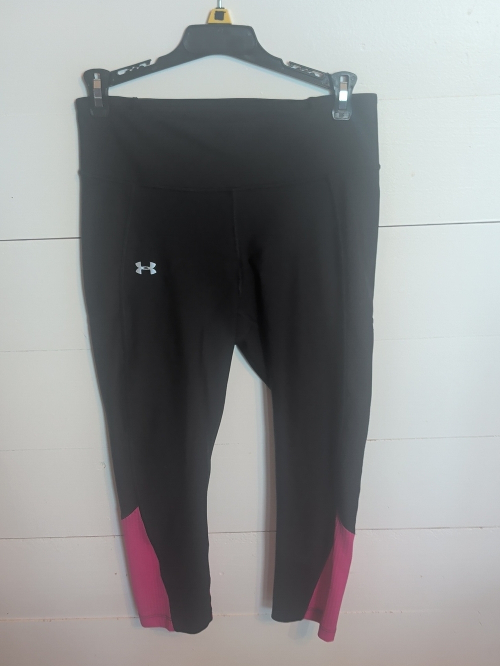 Under Armour Black Capri Leggings with Pink Ankle Panels